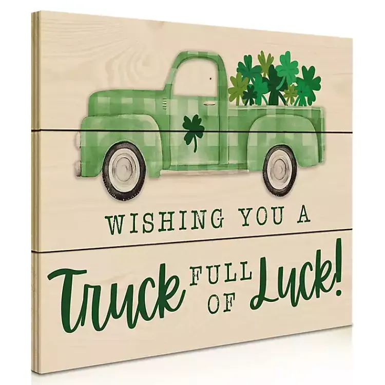St Patricks Day Decorations>Kirklands Home Truck Full of Luck Wood Wall Plaque