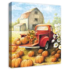 Fall>Kirklands Home Truck in a Pumpkin Patch Canvas Art Print