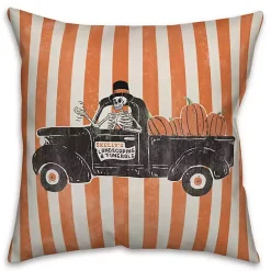 Halloween>Kirklands Home Truck Retro with Stripes Throw Pillow Orange