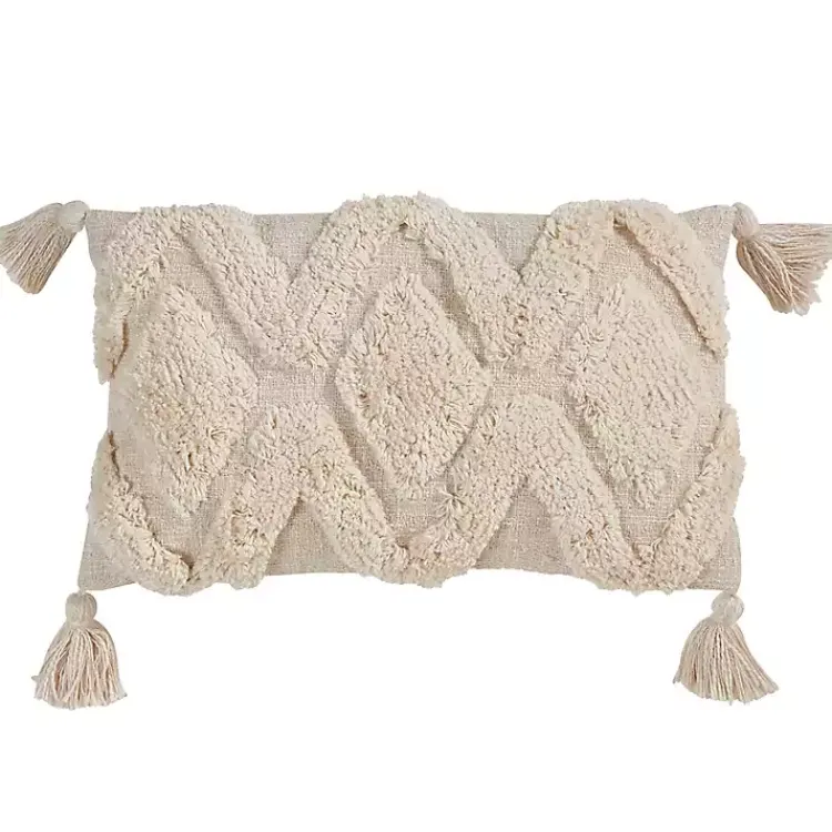 Pillows>Kirklands Home Tufted Cream Diamond Throw Pillow Ivory
