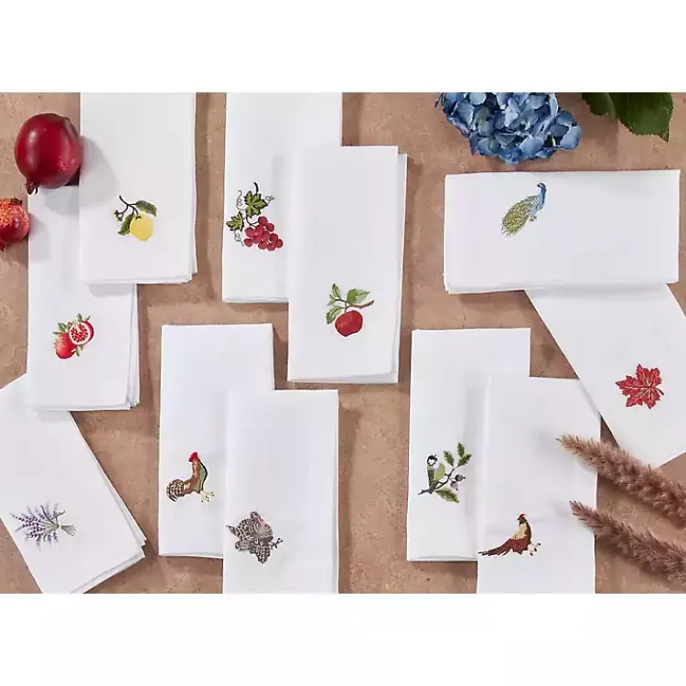 Kirklands Home Turkey Embroidered 4-pc. Harvest Napkin Set New