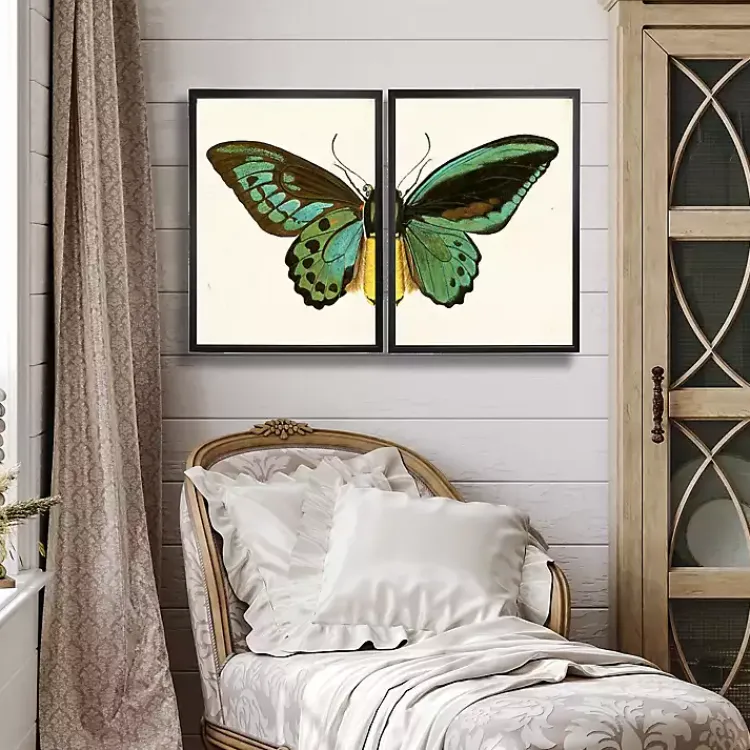 Kirklands Home Turquoise Butterfly Framed Art Prints, Set of 2 Multi Sale