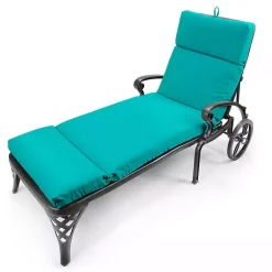 Kirklands Home Turquoise Canvas French Edge Chaise Cushion Blue