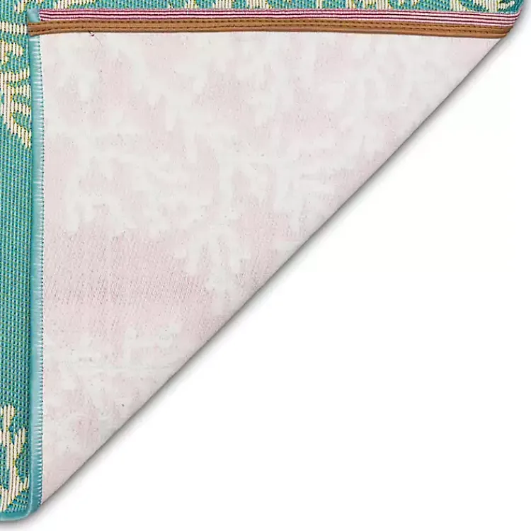 Kirklands Home Turquoise Coral Indoor/Outdoor Rug, 2x3 Clearance