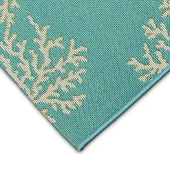 Kirklands Home Turquoise Coral Indoor/Outdoor Rug, 2x3 Clearance