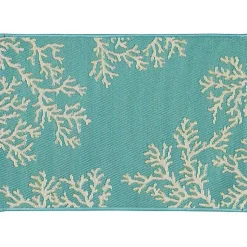 Kirklands Home Turquoise Coral Indoor/Outdoor Rug, 3x4 Hot