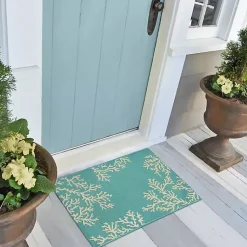 Kirklands Home Turquoise Coral Indoor/Outdoor Rug, 3x4 Hot