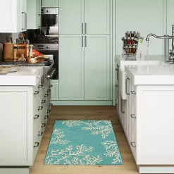 Kirklands Home Turquoise Coral Indoor/Outdoor Rug, 3x4 Hot
