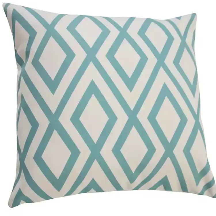Kirklands Home Turquoise Geometric Diamond Outdoor Pillow Discount