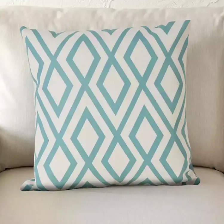 Kirklands Home Turquoise Geometric Diamond Outdoor Pillow Discount