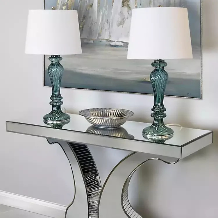 Kirklands Home Turquoise Glass Table Lamps, Set of 2 White Best