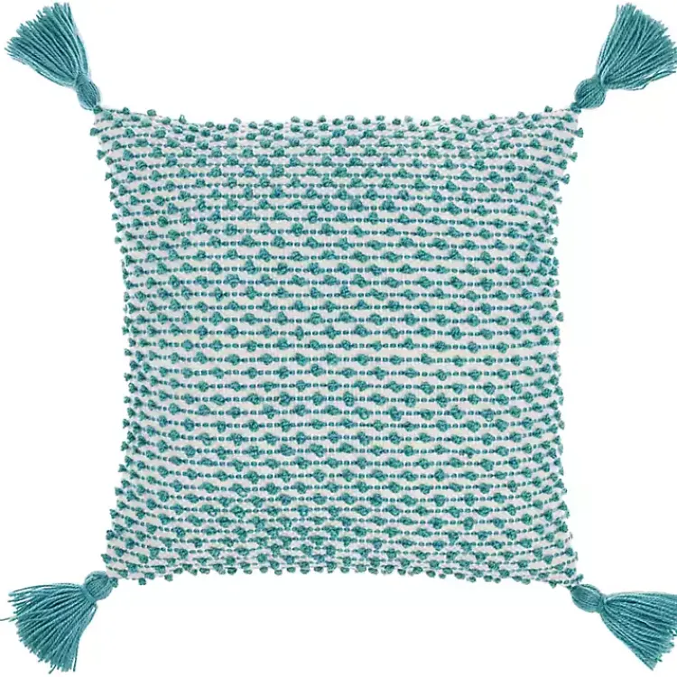 Kirklands Home Turquoise Knotted Tassel Outdoor Throw Pillow Blue Sale
