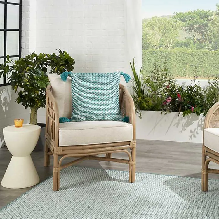 Kirklands Home Turquoise Knotted Tassel Outdoor Throw Pillow Blue Sale