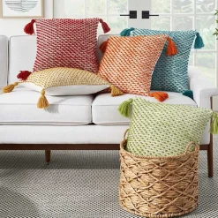 Kirklands Home Turquoise Knotted Tassel Outdoor Throw Pillow Blue Sale