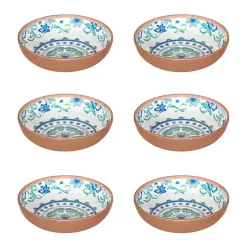 Kirklands Home Turquoise Melamine Rio Ceral Bowls, Set of 6 New