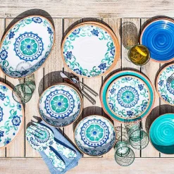 Kirklands Home Turquoise Melamine Rio Ceral Bowls, Set of 6 New