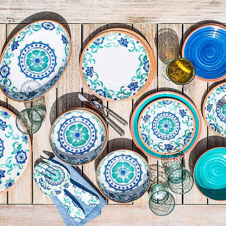 Kirklands Home Turquoise Melamine Rio Ceral Bowls, Set of 6 New