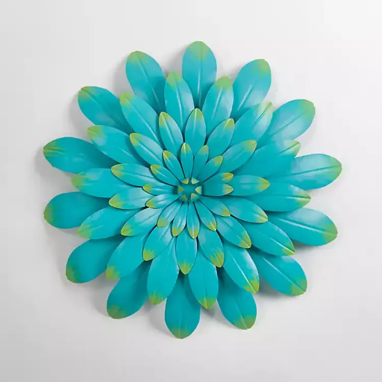 Kirklands Home Turquoise Metal Flower Outdoor Wall Plaque Blue Outlet