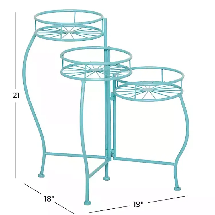 Kirklands Home Turquoise Metal Starburst 3-Tier Plant Stand Blue Online