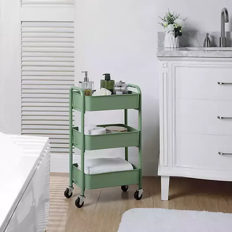 Kirklands Home Turquoise Metal 3-Tier Organizer Storage Cart Online