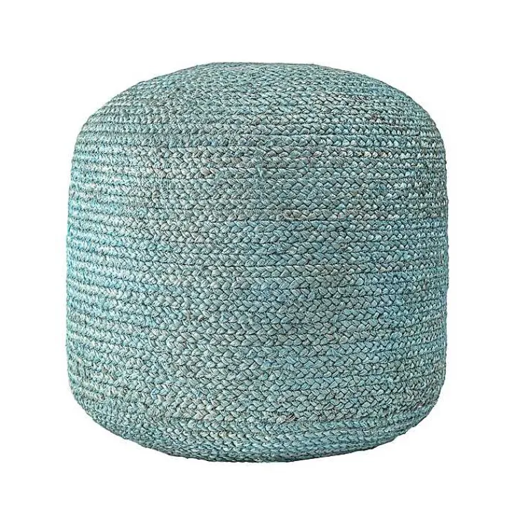 Poufs & Floor Cushions>Kirklands Home Turquoise Neely Jute Braided Pouf Blue