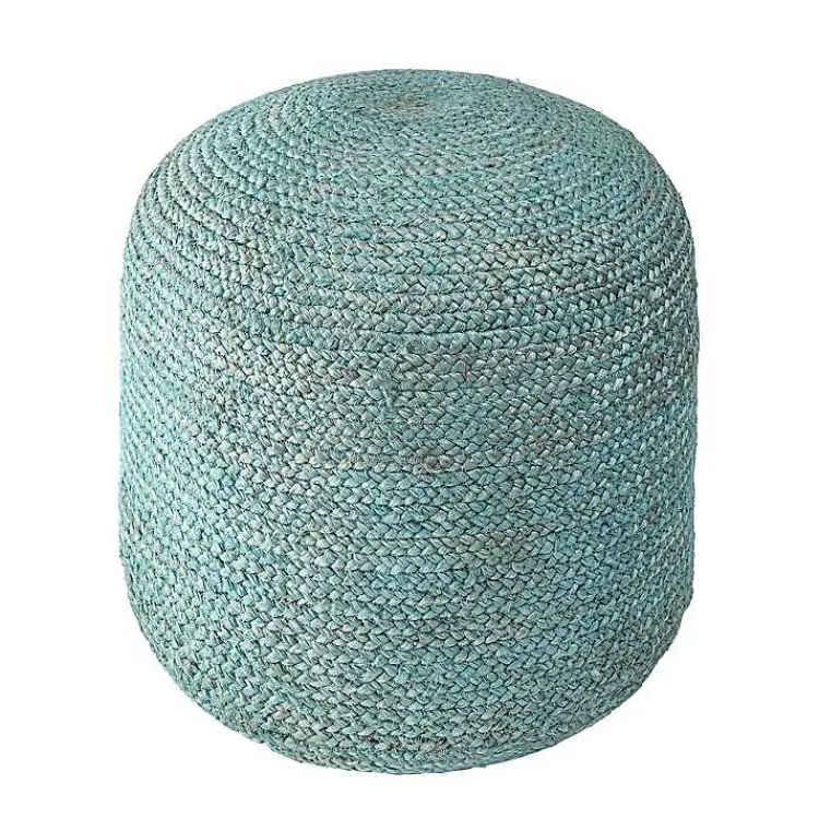 Poufs & Floor Cushions>Kirklands Home Turquoise Neely Jute Braided Pouf Blue