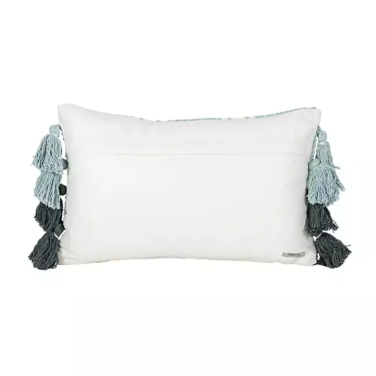 Pillows>Kirklands Home Turquoise Plaid Tassel Lumbar Pillow