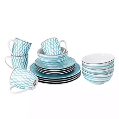 Kirklands Home Turquoise Stoneware 16-pc. Dinnerware Set Blue Outlet