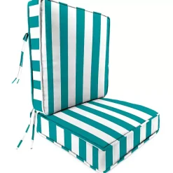 Kirklands Home Turquoise Striped Outdoor Deep Seat Cushion New