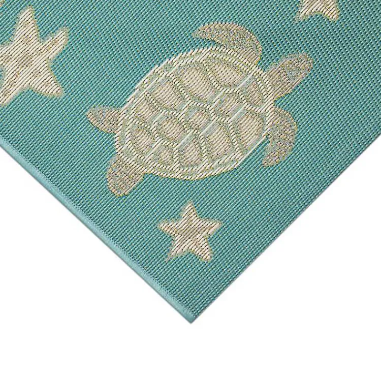 Kirklands Home Turquoise Turtles Indoor/Outdoor Rug, 2x3