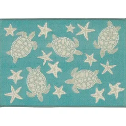 Kirklands Home Turquoise Turtles Indoor/Outdoor Rug, 3x4 Clearance