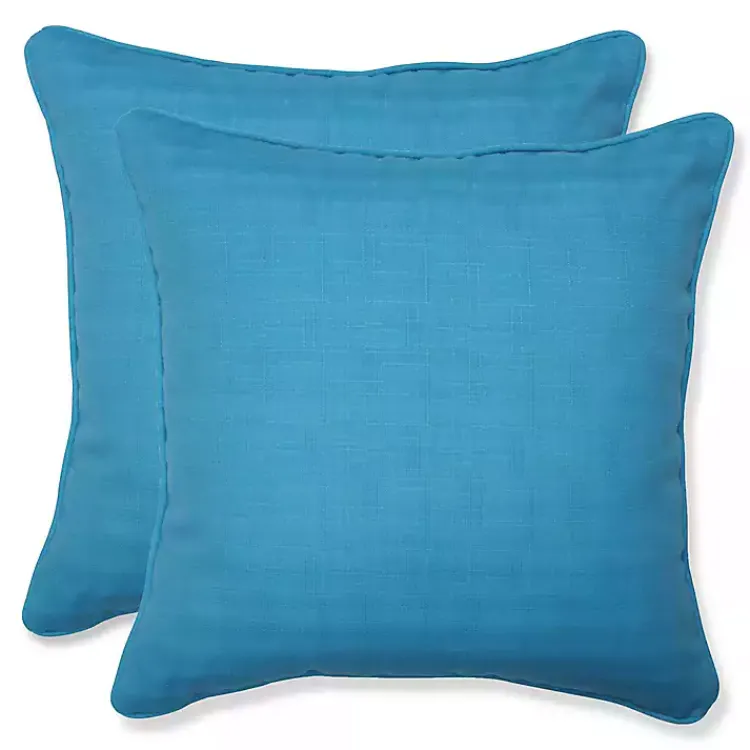 Kirklands Home Turquoise Welt Outdoor Pillows, Set of 2 Blue Outlet