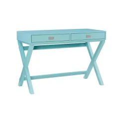 Kirklands Home Turquoise Wood 2-Drawer Peggy Desk Blue Sale