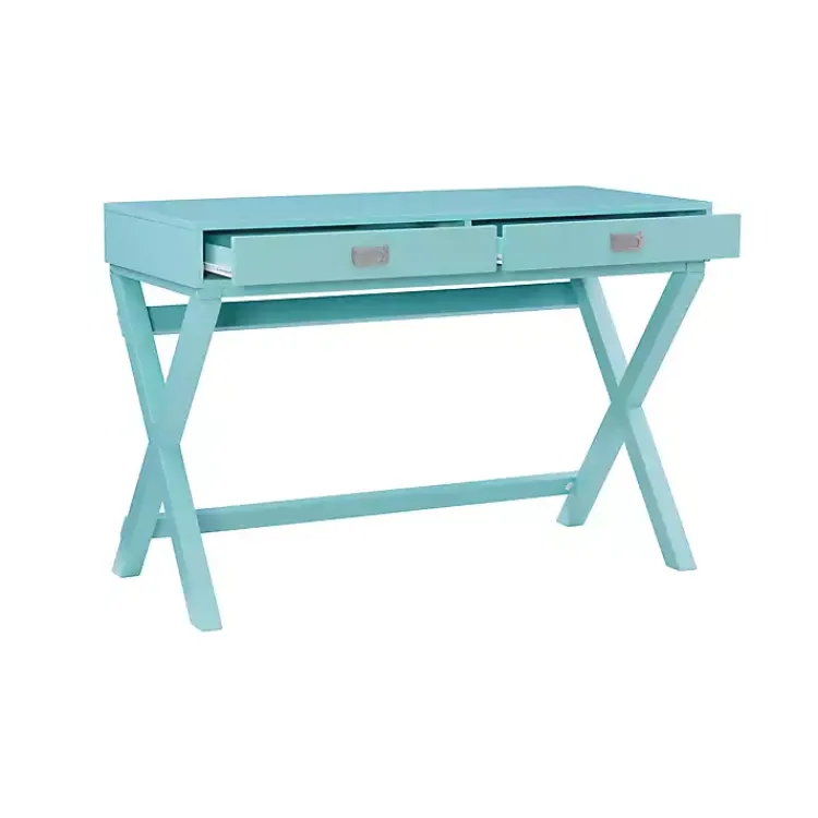Kirklands Home Turquoise Wood 2-Drawer Peggy Desk Blue Sale