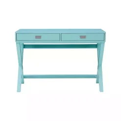 Kirklands Home Turquoise Wood 2-Drawer Peggy Desk Blue Sale