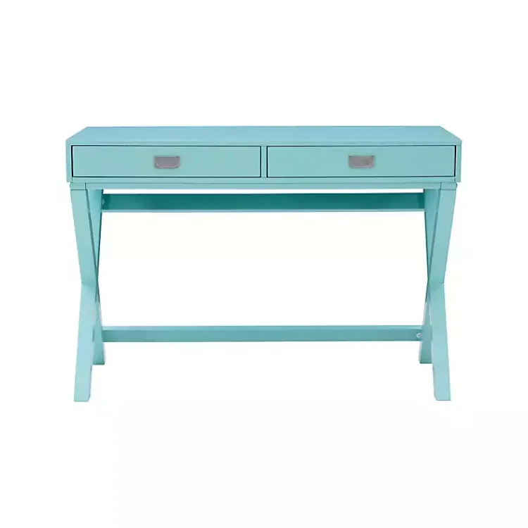 Kirklands Home Turquoise Wood 2-Drawer Peggy Desk Blue Sale