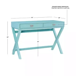 Kirklands Home Turquoise Wood 2-Drawer Peggy Desk Blue Sale