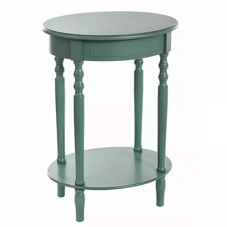 Kirklands Home Turquoise Wood Oval Emily Accent Table Blue Best