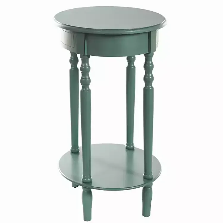 Kirklands Home Turquoise Wood Oval Emily Accent Table Blue Best