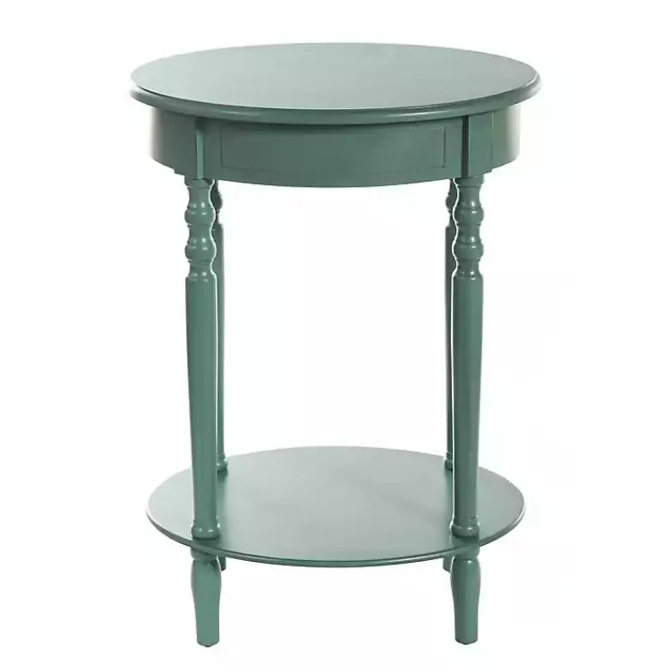 Kirklands Home Turquoise Wood Oval Emily Accent Table Blue Best