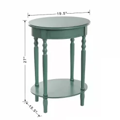 Kirklands Home Turquoise Wood Oval Emily Accent Table Blue Best