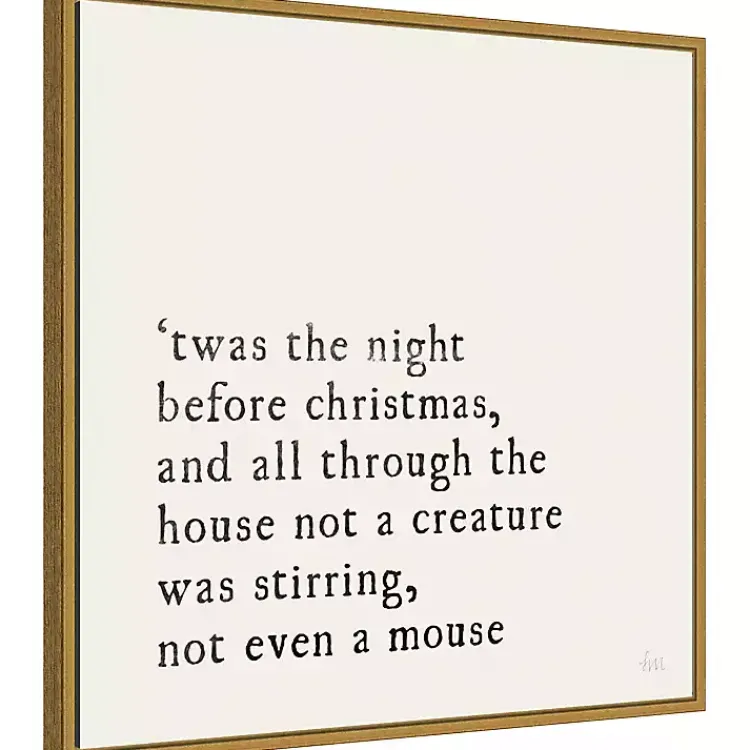 Christmas Art & Wall Decor>Kirklands Home Twas the Night Gold Framed Canvas Art Print White