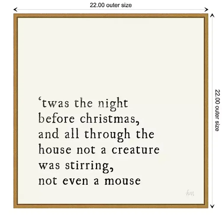 Christmas Art & Wall Decor>Kirklands Home Twas the Night Gold Framed Canvas Art Print White