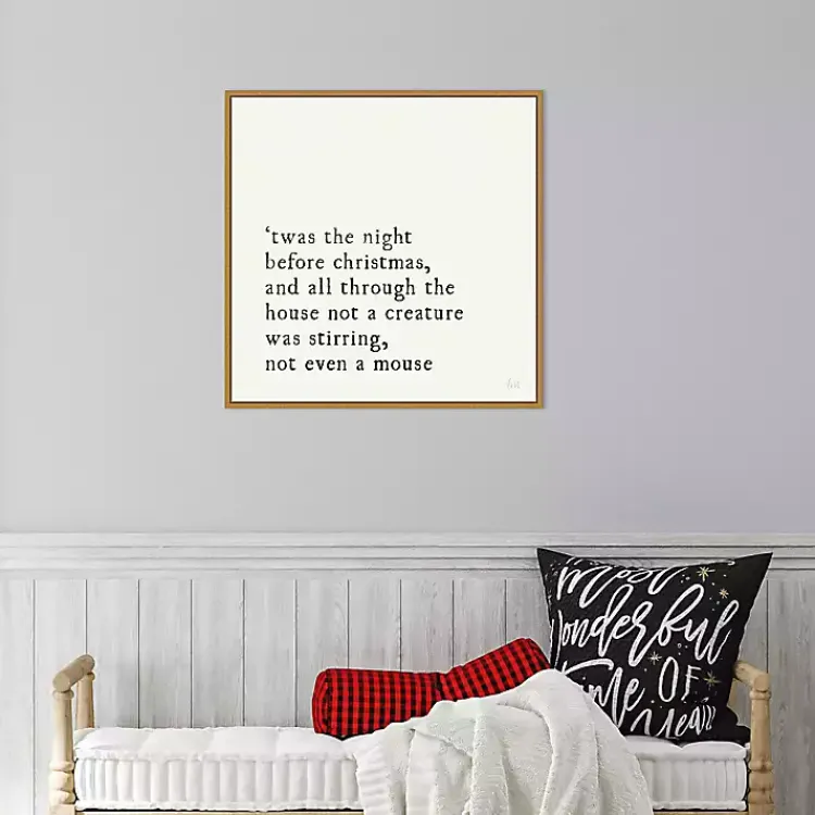 Christmas Art & Wall Decor>Kirklands Home Twas the Night Gold Framed Canvas Art Print White