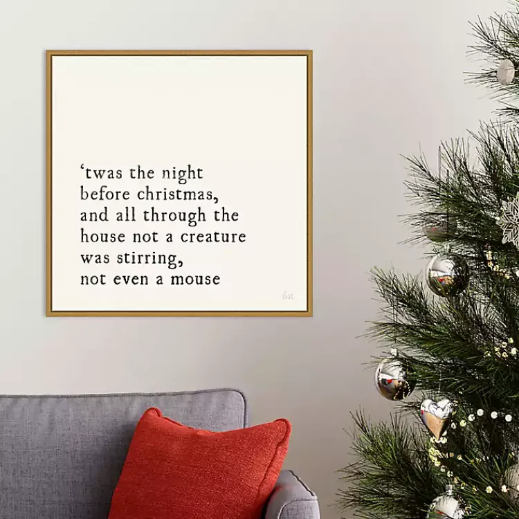 Christmas Art & Wall Decor>Kirklands Home Twas the Night Gold Framed Canvas Art Print White