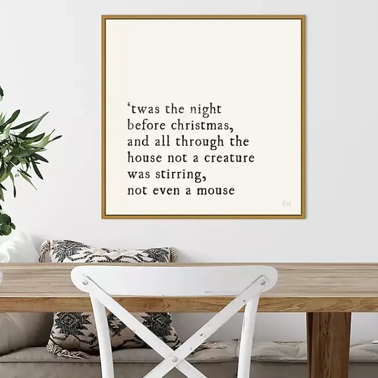 Christmas Art & Wall Decor>Kirklands Home Twas the Night Gold Framed Canvas Art Print White