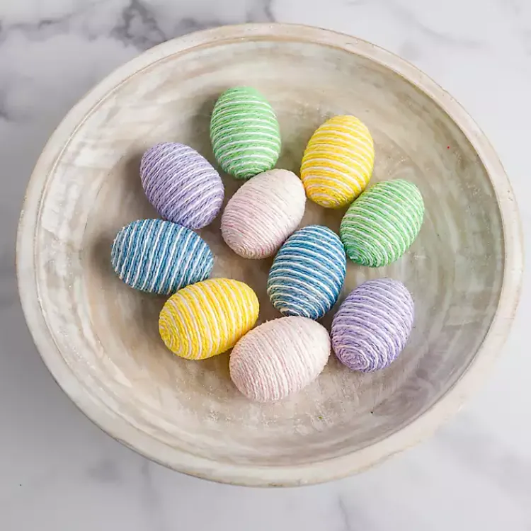 Easter Decorations>Kirklands Home Tweed Striped Easter Eggs Bowl Filler