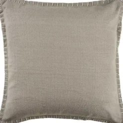 Pillows>Kirklands Home Twine Embroidered Edge Pillow, 24 in. Brown