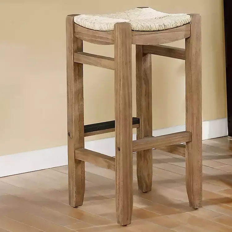 Kirklands Home Twisted Seagrass and Wood Bar Stool Tan Hot