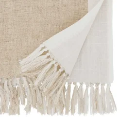 Kirklands Home Two Tone Tan and White Table Runner, 72 in. Clearance
